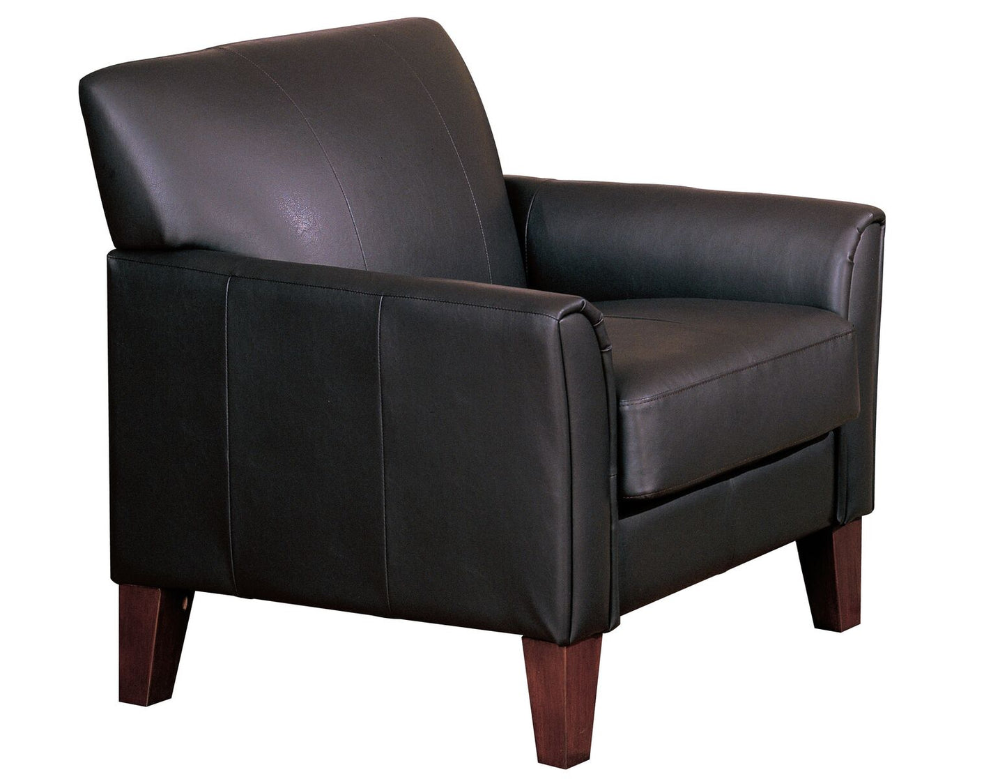Modern Accent Chair with Ottoman - Dark Brown Faux Leather
