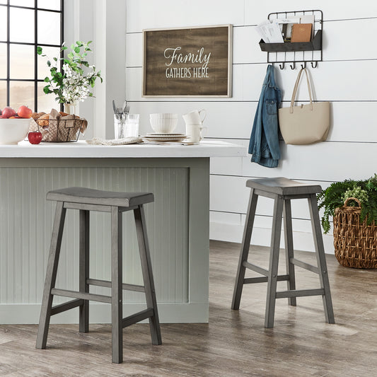 Saddle Seat 29-inch Bar Height Backless Stools (Set of 2) - Antique Grey