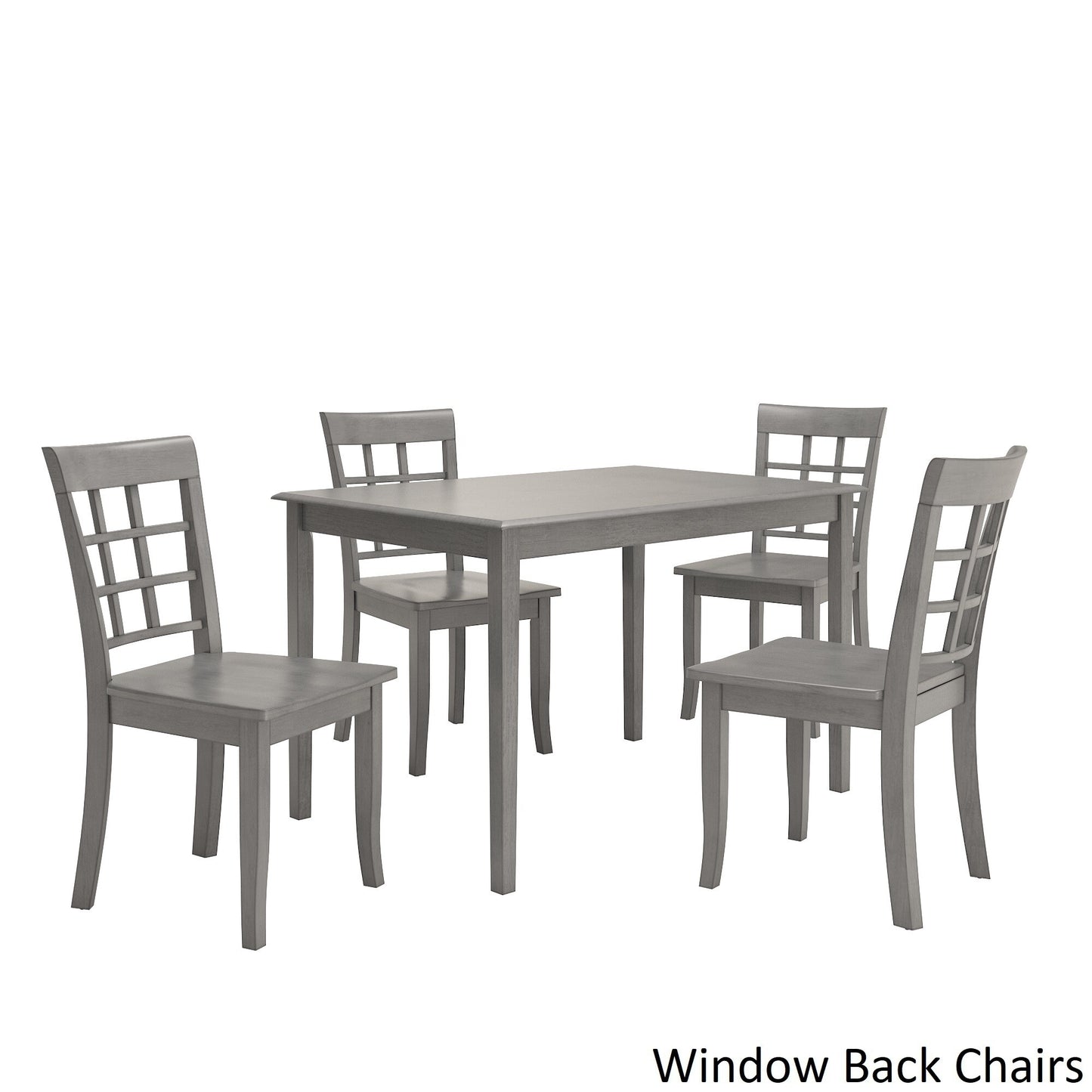 Oak Wood Finish 48-inch Rectangle Dining Set - Antique Grey Finish, Window Back Chairs