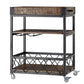 Rustic Serving Cart with Wine Inserts and Removable Tray Top - Brown Finish