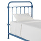 Antique Graceful Victorian Iron Metal Bed - Blue Steel, Twin (Twin Size)