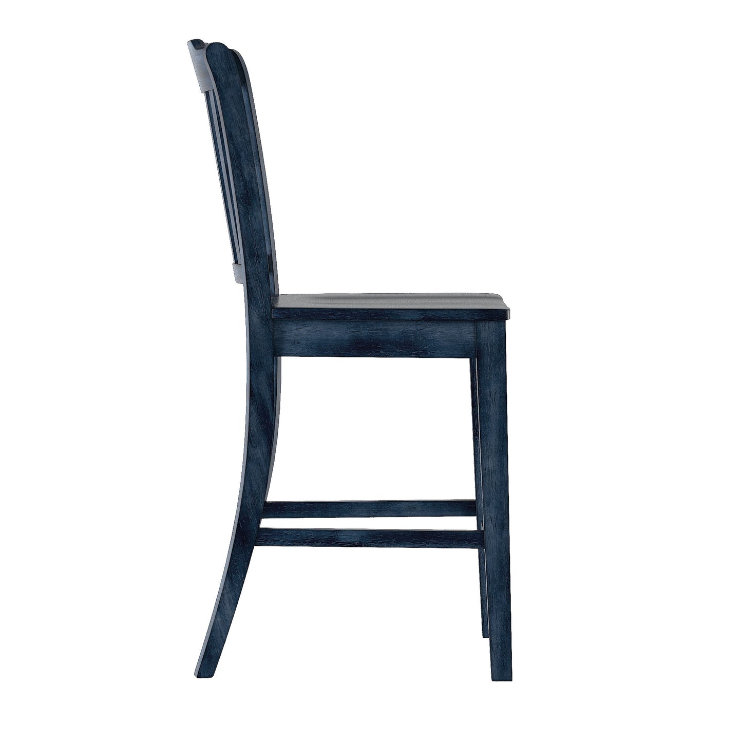 Slat Back Wood Counter Height Chairs (Set of 2) - Antique Dark Denim Finish