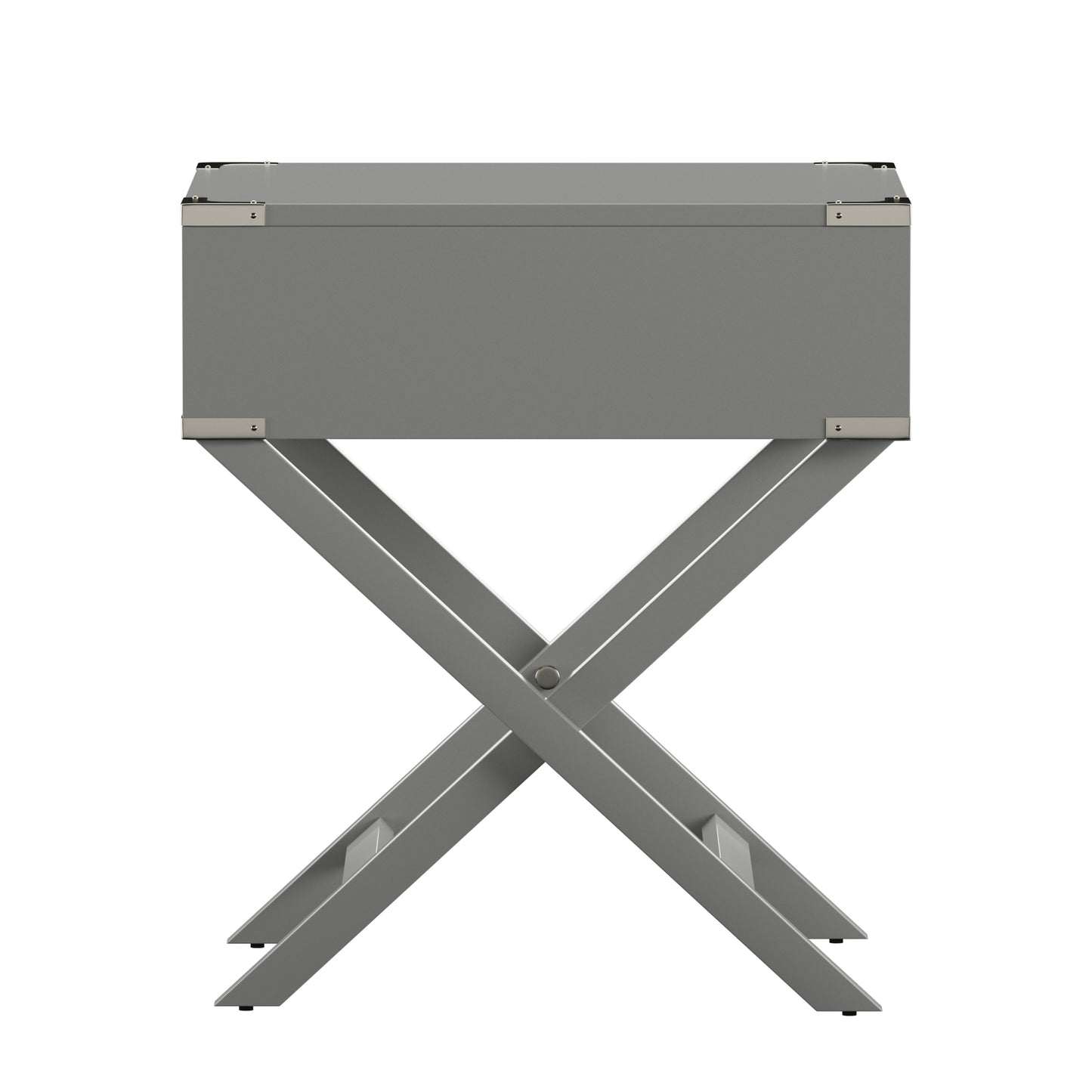 X-Base Wood Accent Campaign Table - Frost Grey