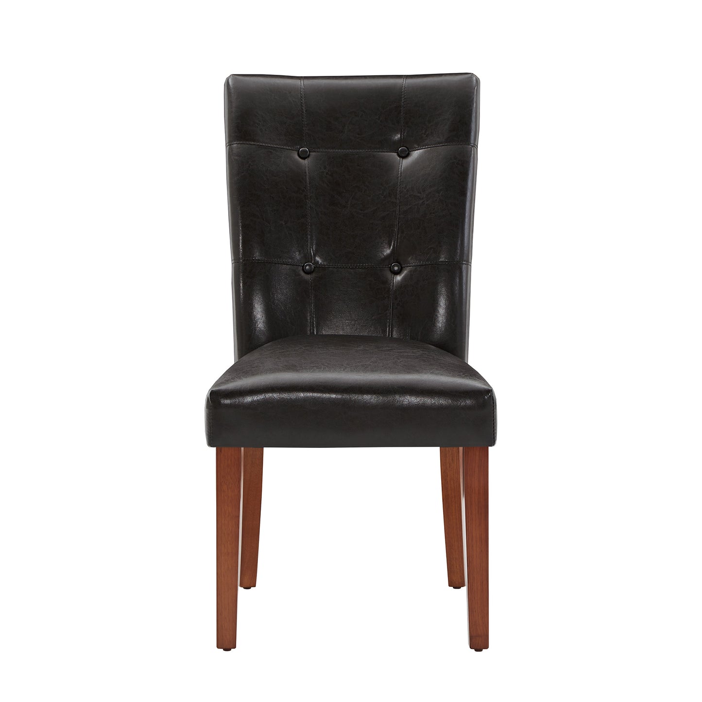 Tufted Faux Leather Dining Chairs (Set of 2) - Dark Brown Faux Leather