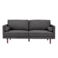 Mid-Century Tapered Leg Sofa with Pillows - Black Heathered Weave