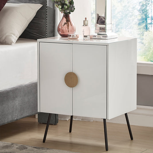 White Glass 2-Door Accent Cabinet