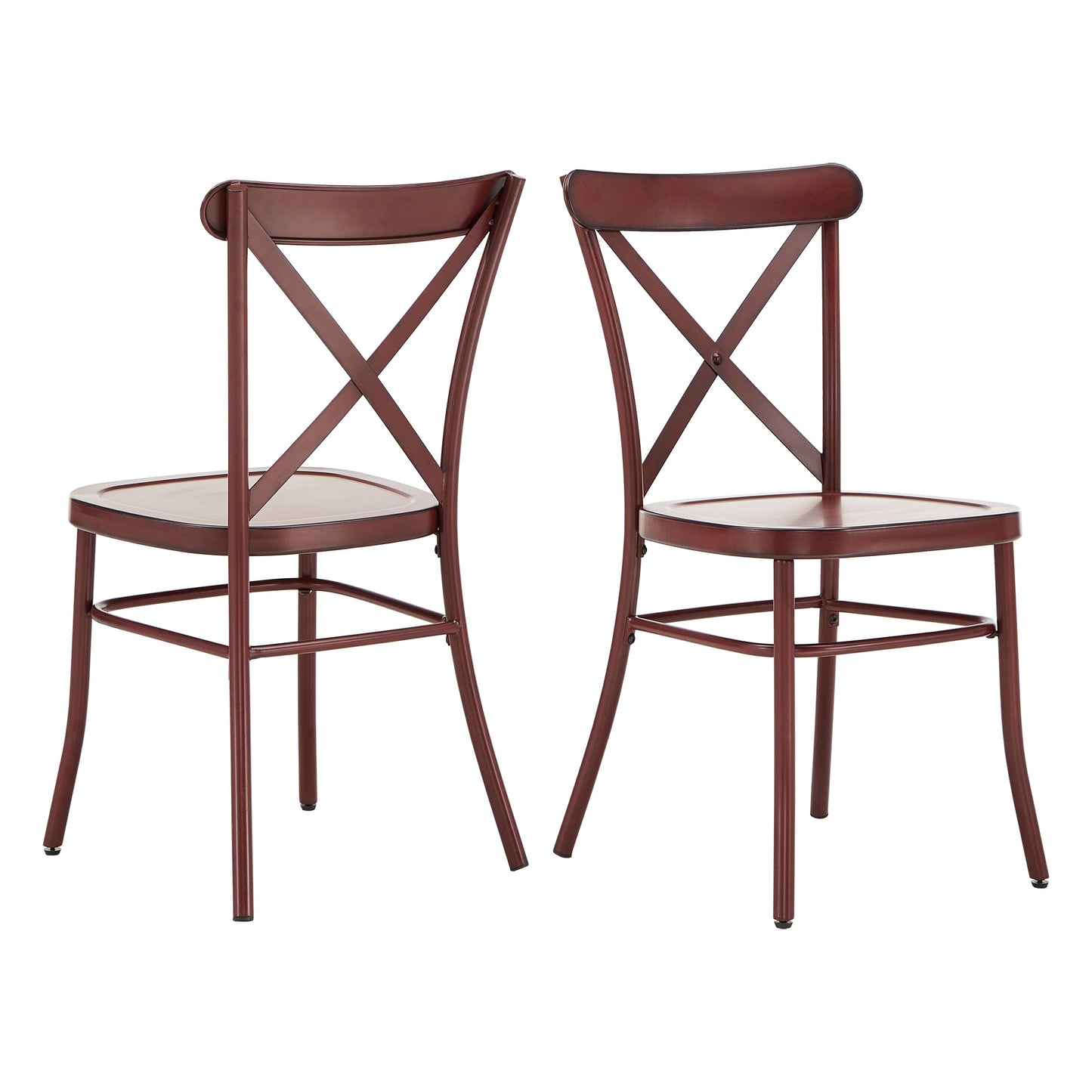 Metal Dining Chairs (Set of 2) - Antique Berry Red