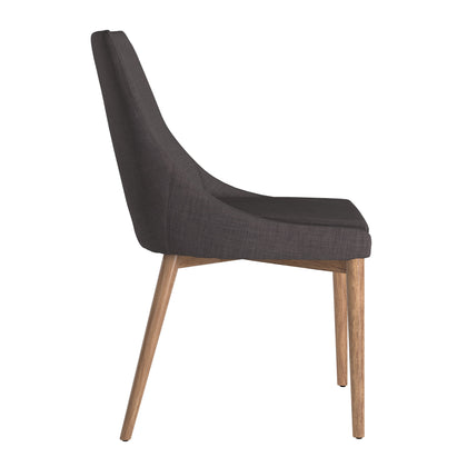 Oak Barrel Back Linen Upholstered Dining Chairs (Set of 2) - Dark Grey Linen