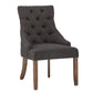 Linen Curved Back Tufted Dining Chairs (Set of 2) - Dark Grey Linen
