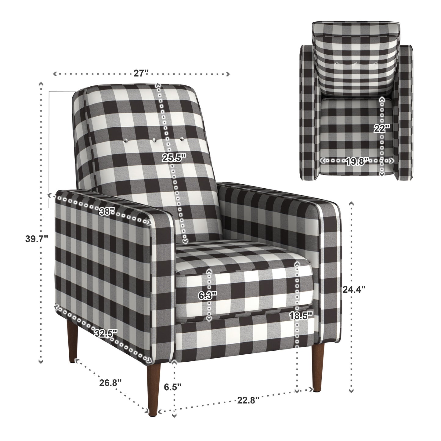 Black and White Buffalo Check Plaid Accent Chair