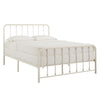 Beaded Spindle Metal Platform Bed - White, Queen Size (Queen Size)