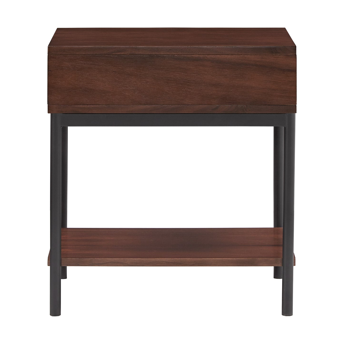Two-Tone Rectangular End Table with USB Port - Walnut Finish