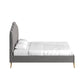 Art Deco Velvet Upholstered Platform Bed - Grey, King