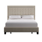 Square Button-Tufted Upholstered Platform Bed - Beige, Queen