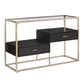 Champagne Silver Finish Table with Storage - Sofa Table