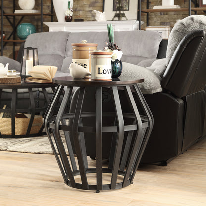 Metal Frame Round Cage End Table