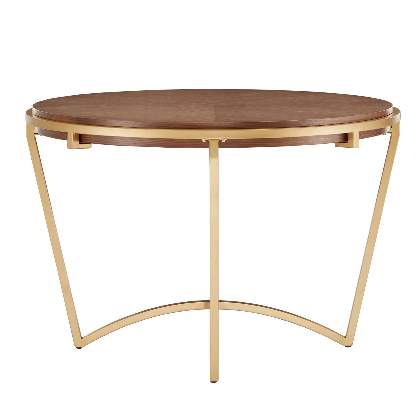 Natural Finish Dining Table With Gold Metal Base