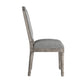 Arched Linen and Wood Dining Chairs (Set of 2) - Grey Linen, Antique Grey Oak Finish