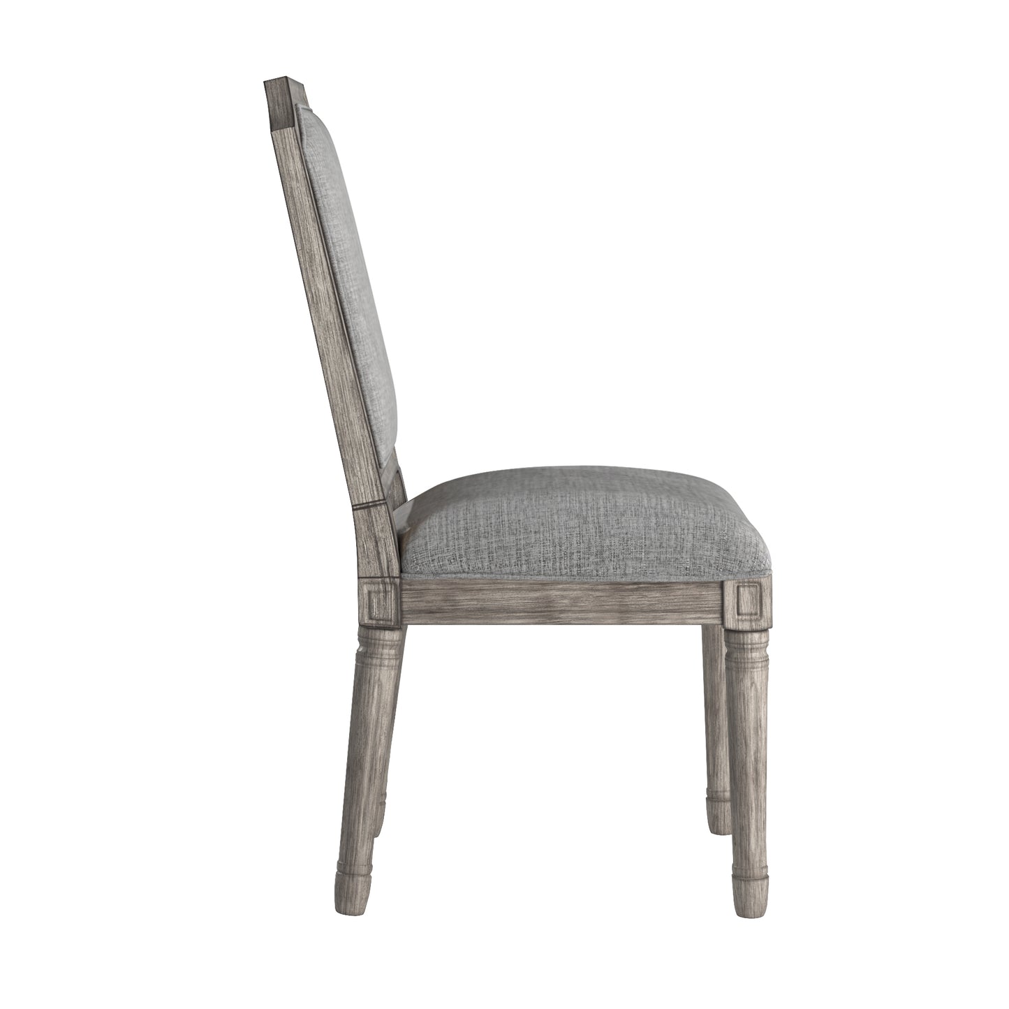 Arched Linen and Wood Dining Chairs (Set of 2) - Grey Linen, Antique Grey Oak Finish