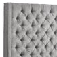 Wingback Button Tufted Linen Fabric Headboard - Grey, 84-inch Height, Queen Size