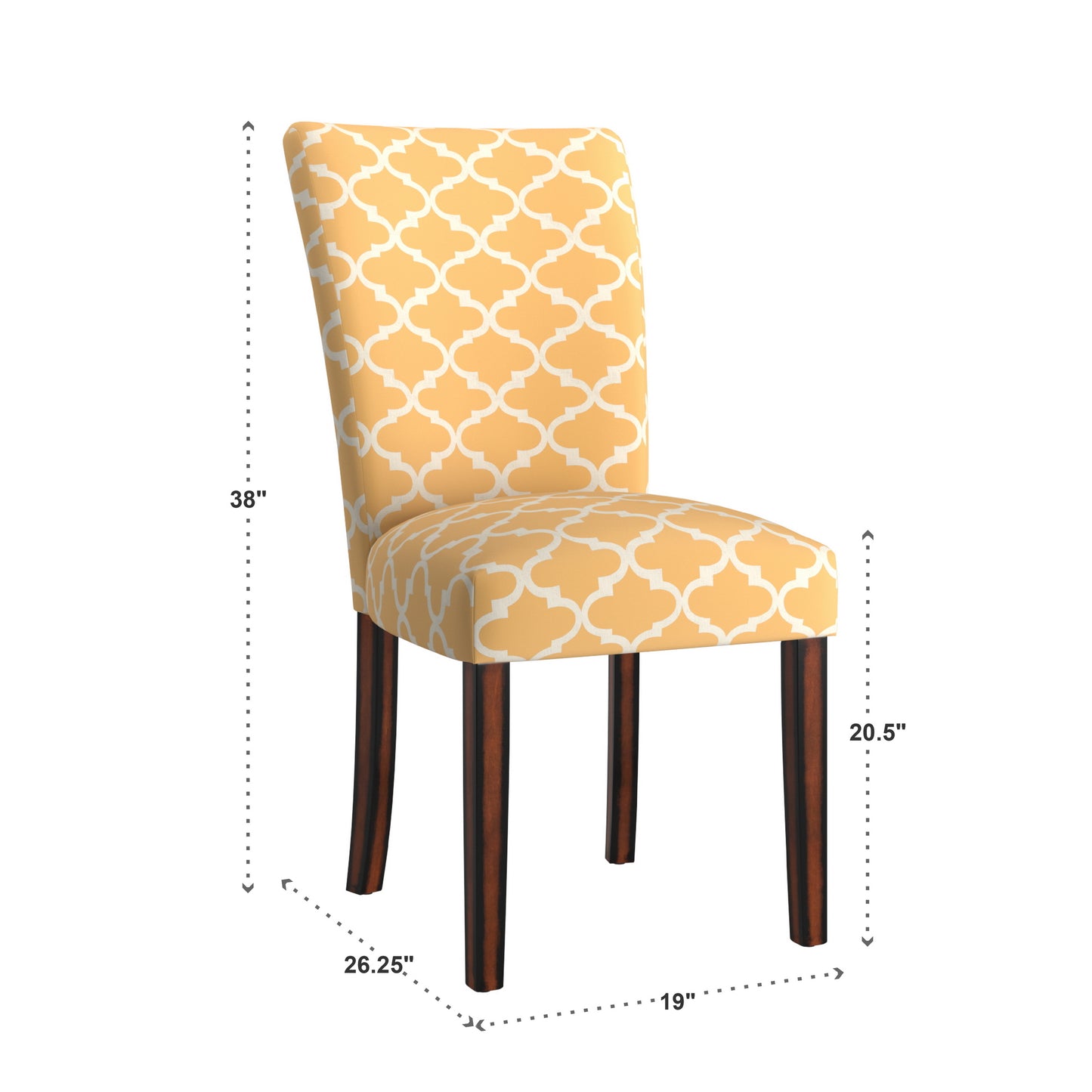Moroccan Pattern Fabric Parsons Dining Chairs (Set of 2) - Banana Yellow