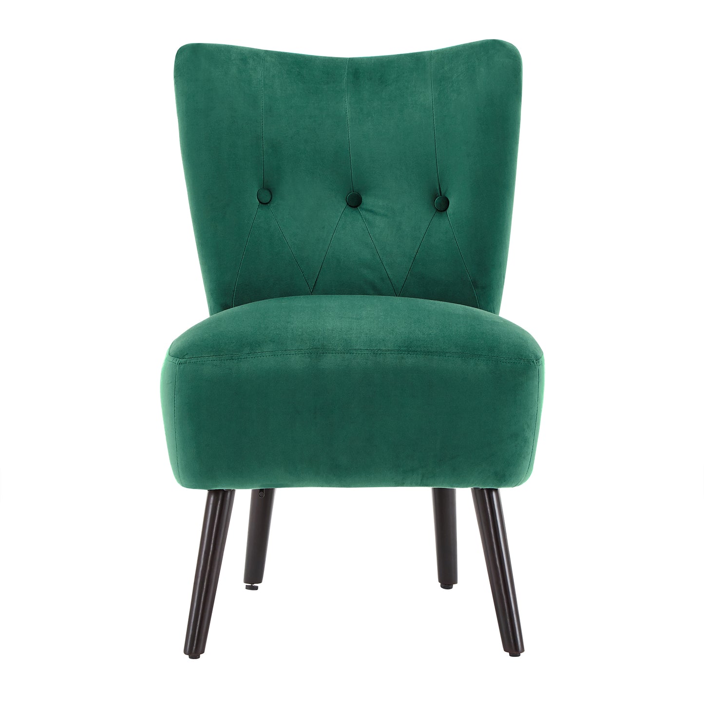22.5" Wide Tufted Accent Chair - Green Velvet with Brown Legs