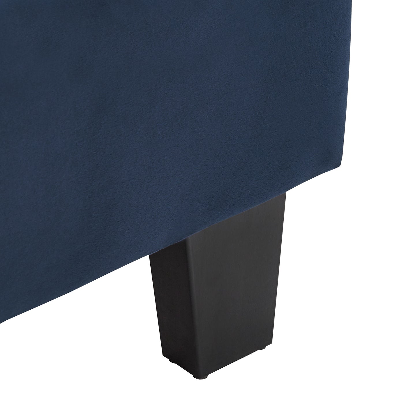 Black Finish Frame with Velvet Fabric Platform Bed - Dark Blue, King (King Size)
