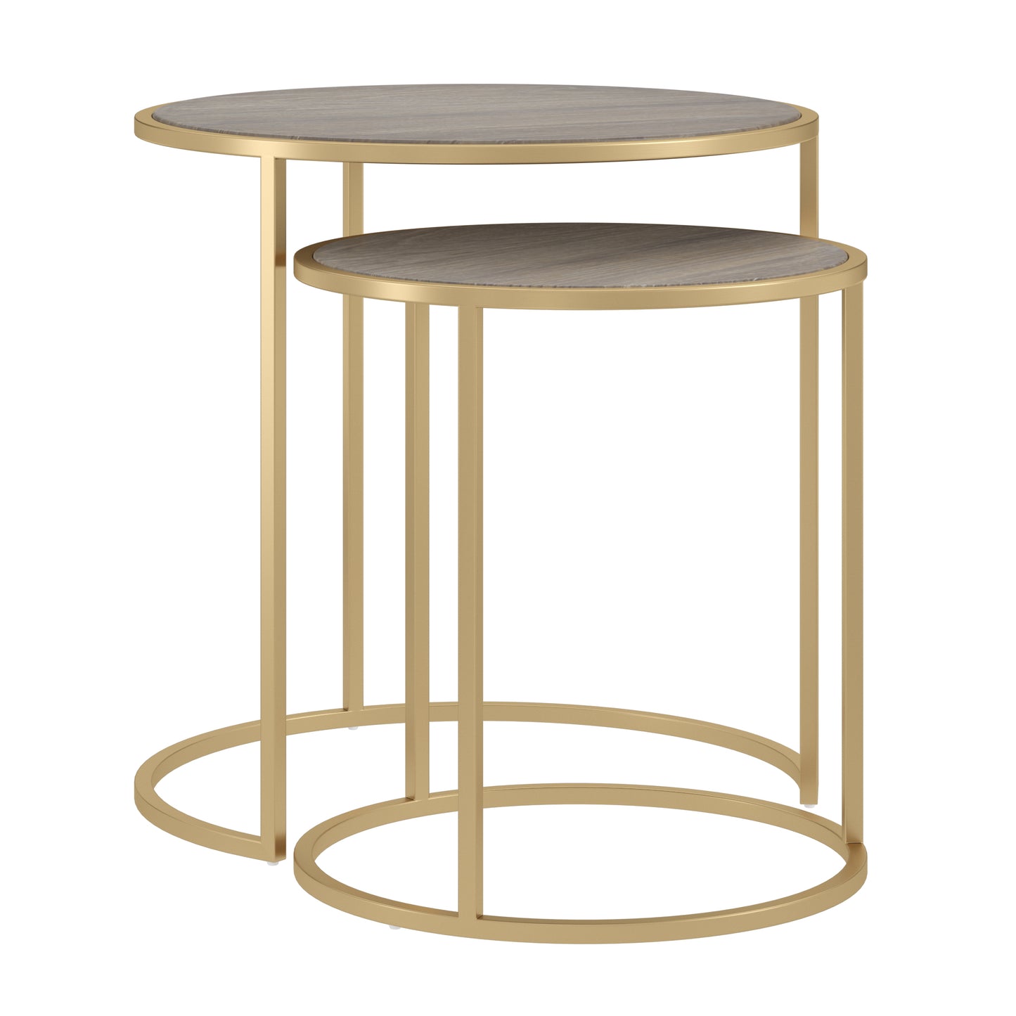 Metal and Reclaimed Wood Round Nesting End Table