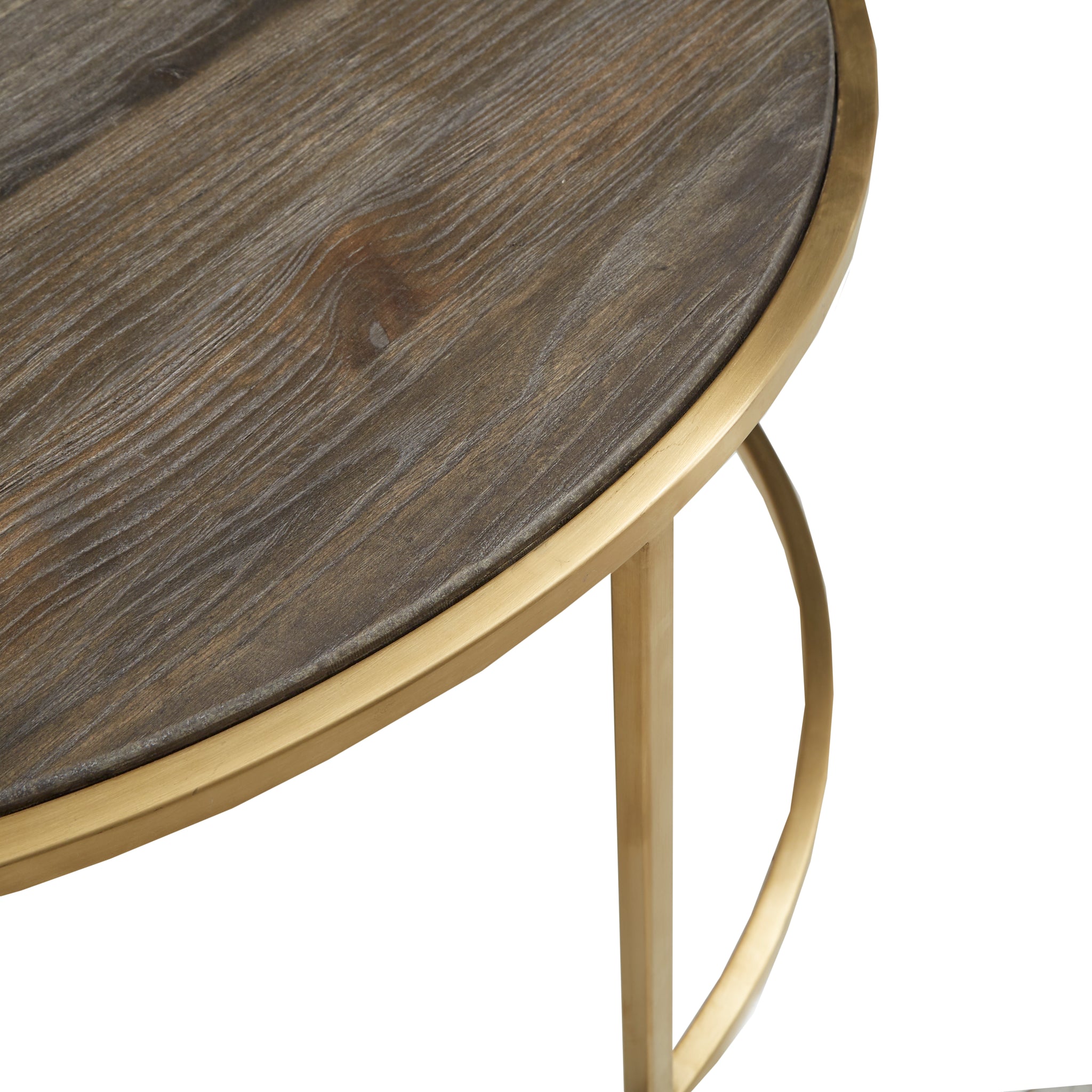 Metal and Wood Round Nesting Coffee Table