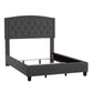 Adjustable Diamond-Tufted Arch-Back Bed - Charcoal, Full