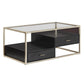 Champagne Silver Finish Table with Storage - Coffee Table