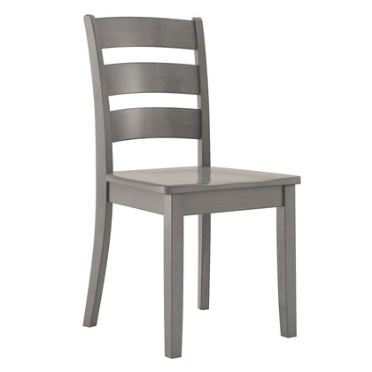 Ladder Back Wood Dining Chairs (Set of 2) - Antique Grey Finish