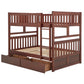 Dark Cherry Finish Kids' Bunk Bed - Full over Full, Bunk Bed with Storage Drawers