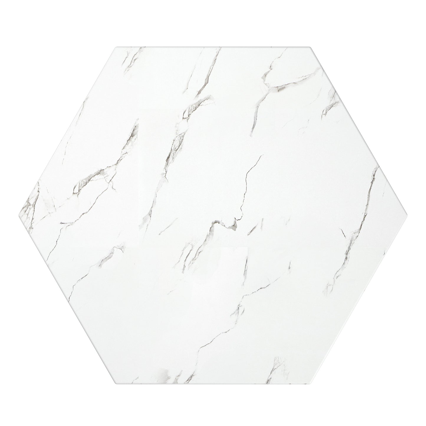 Faux Marble End Table - White, Hexagon