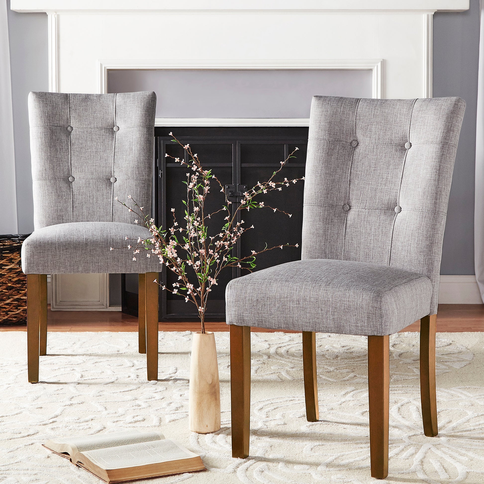 GOJANE Espresso Soft Fabric Dining Chairs with Seat Cushions and