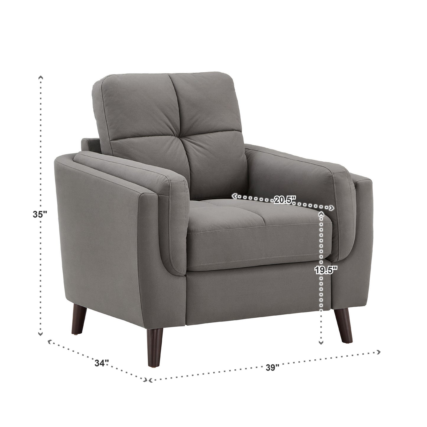 39" Wide Microfiber Armchair - Grey