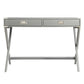 X-Base Wood Accent Campaign Writing Desk - Grey