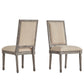 Rectangular Linen and Wood Dining Chairs (Set of 2) - Beige Linen, Antique Grey Oak Finish
