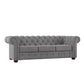 Tufted Scroll Arm Chesterfield Sofa - Grey Linen