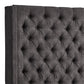 Wingback Button Tufted Linen Fabric Headboard - Dark Grey, 84-inch Height, Queen Size