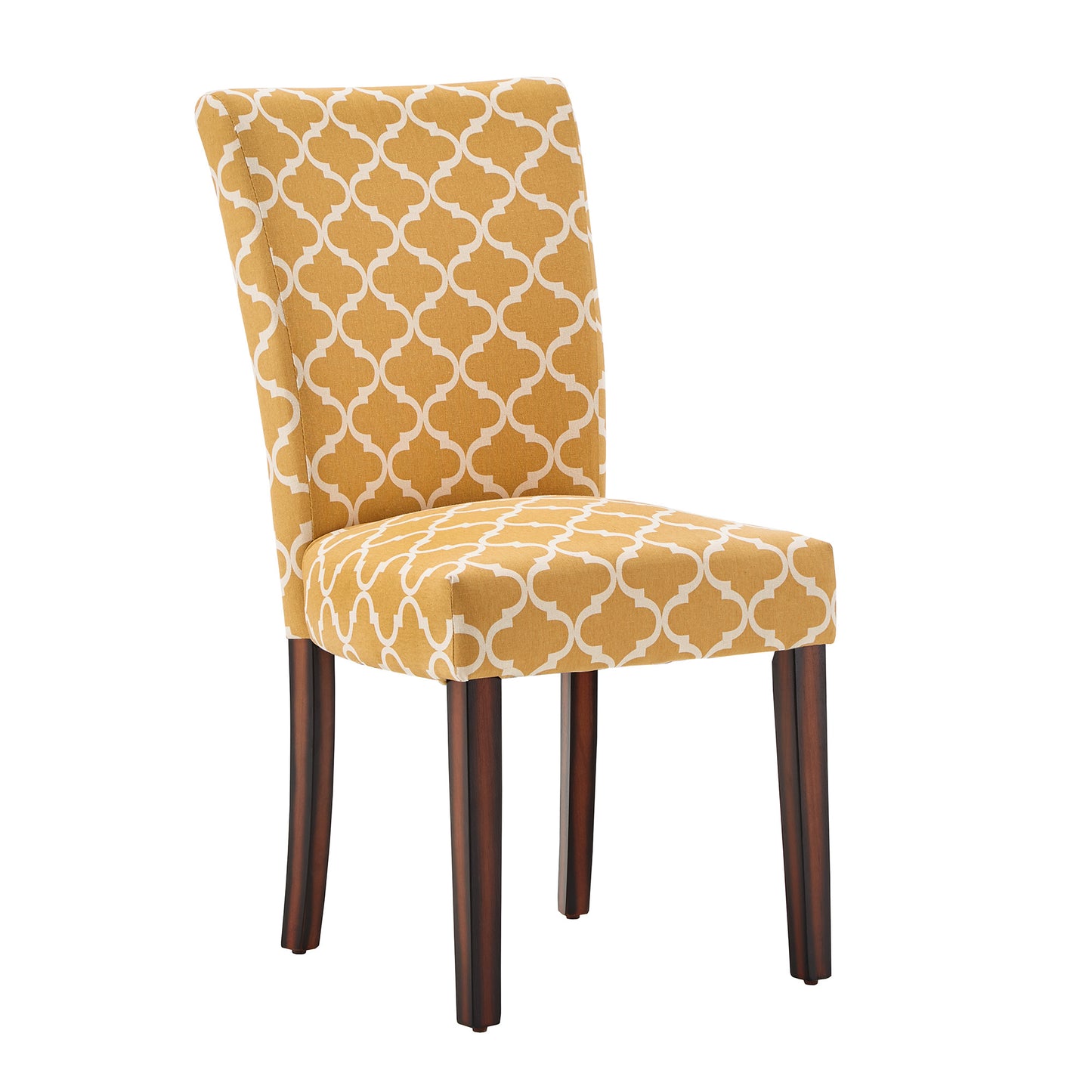 Moroccan Pattern Fabric Parsons Dining Chairs (Set of 2) - Banana Yellow