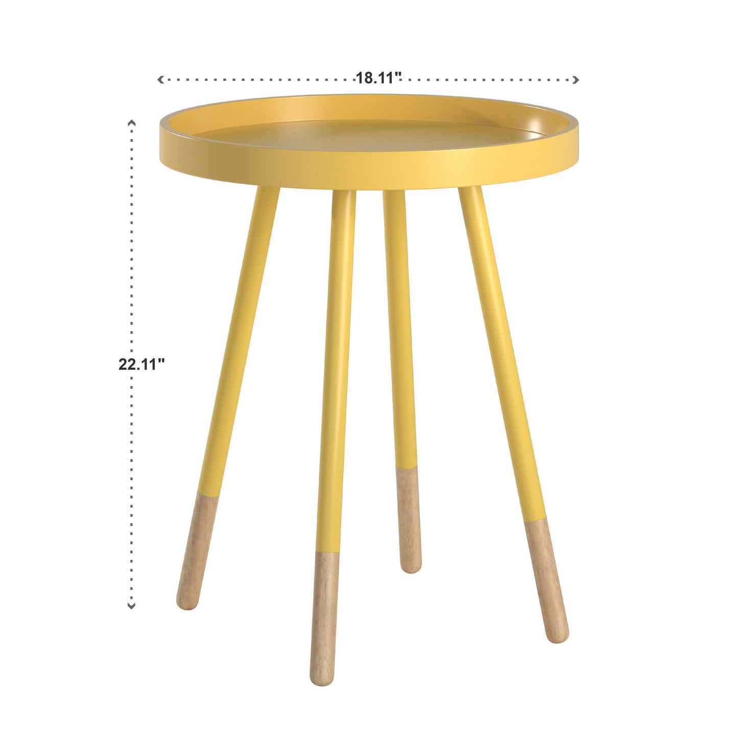 Paint-Dipped Round Tray-Top End Table - Banana Yellow