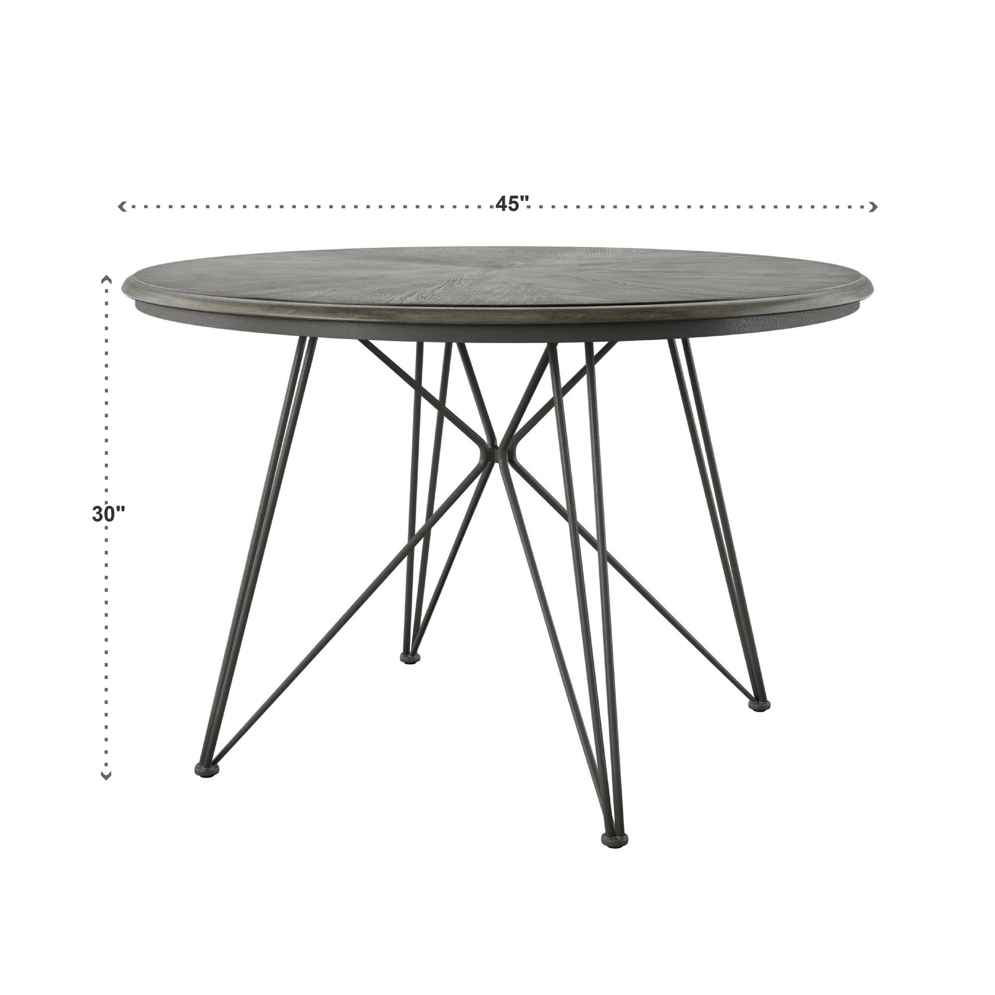 Round Iron and Grey Finish Dining Table - Dining Height Table