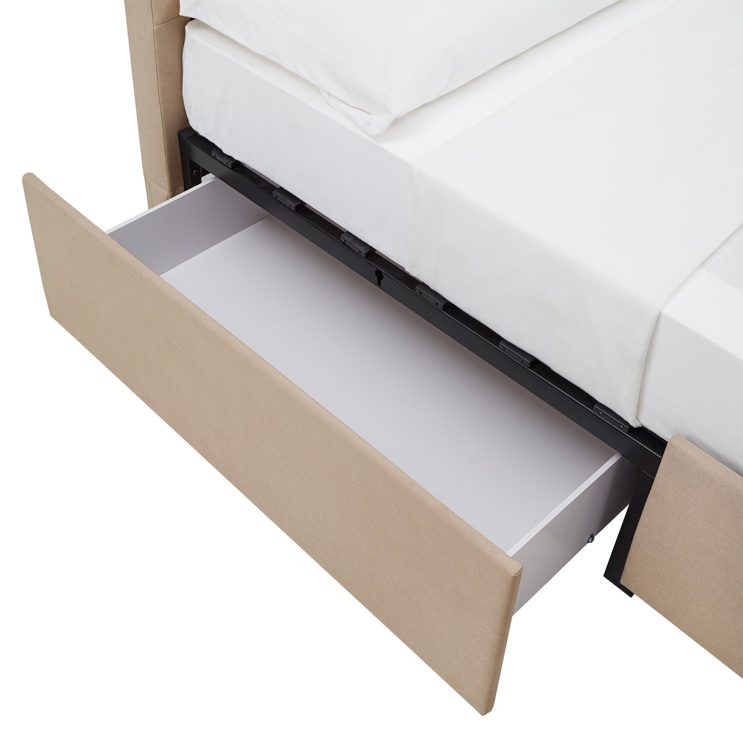 V-Channel Headboard Storage Platform Bed - King Size (King Size)