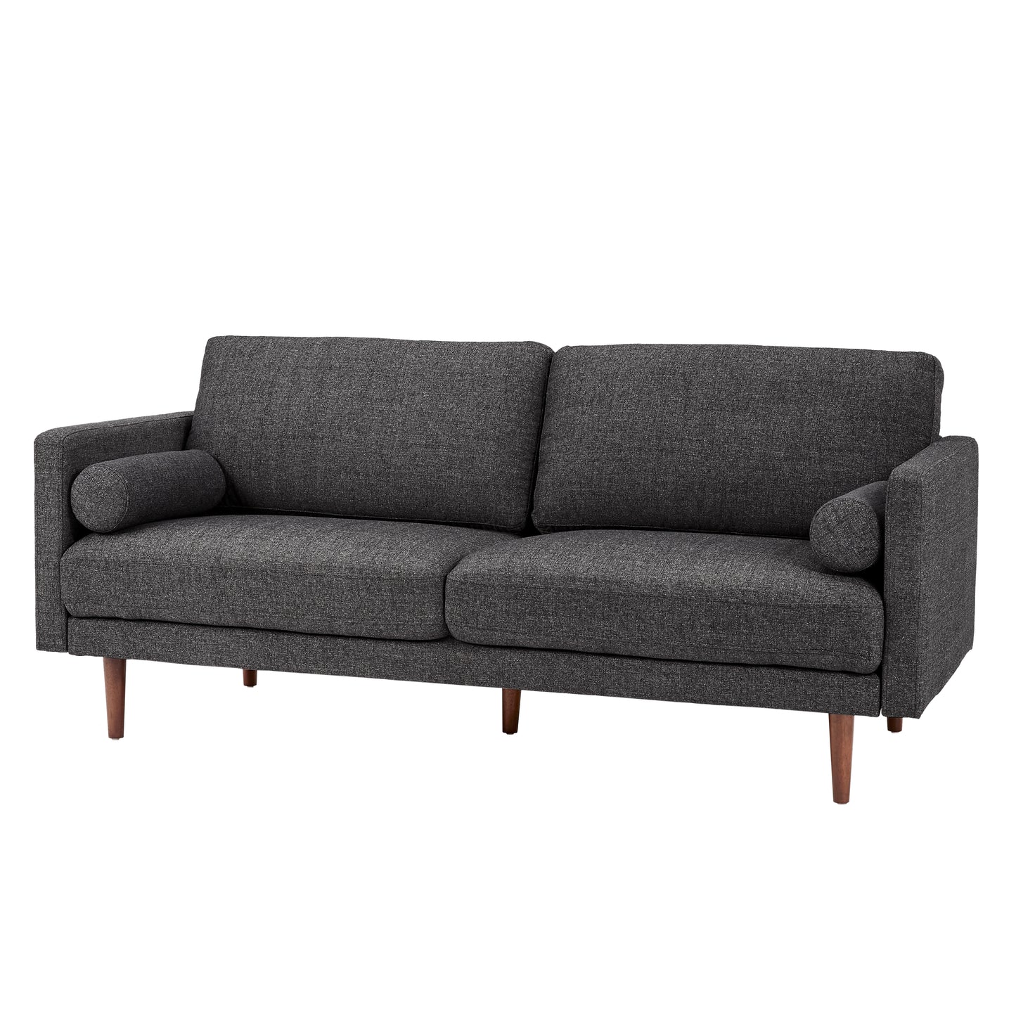 Mid-Century Tapered Leg Sofa with Pillows - Black Heathered Weave