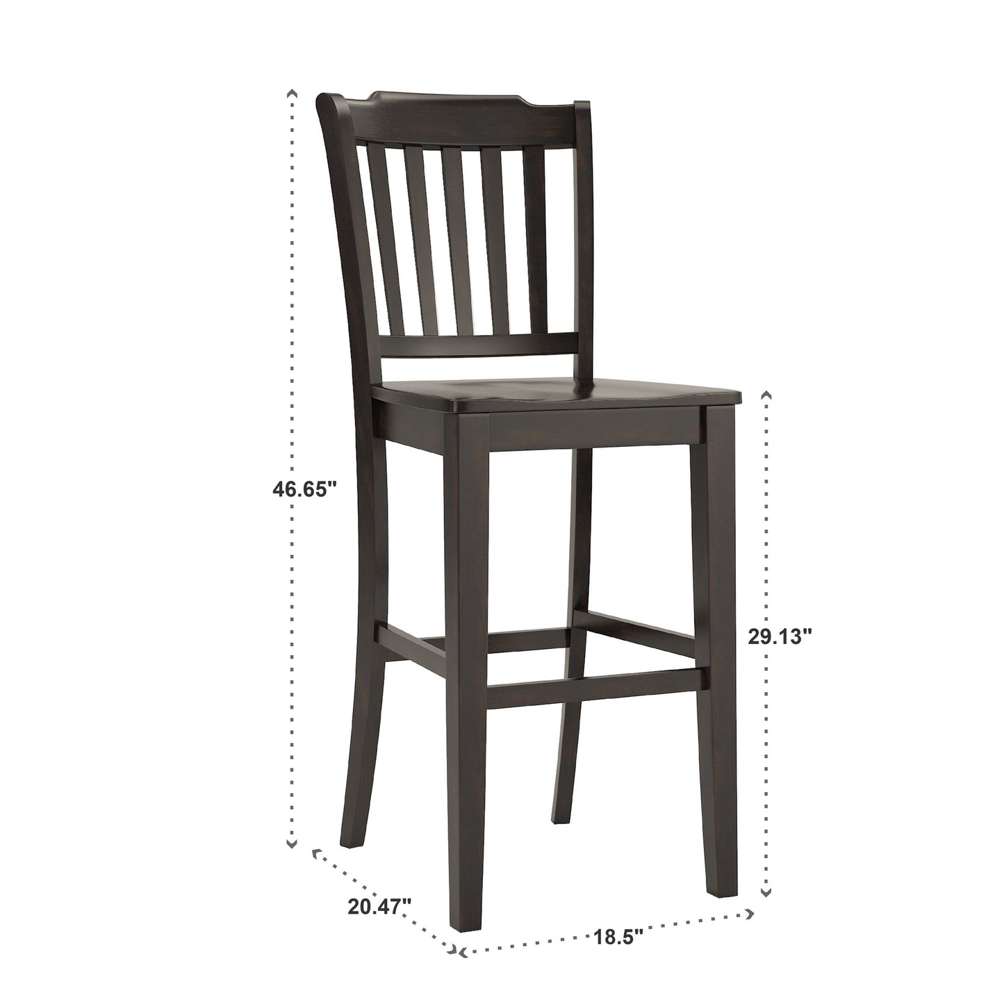 Slat Back Bar Height Chairs (Set of 2) - Back Finish