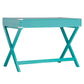 X-Base Wood Accent Campaign Writing Desk - Marine Green