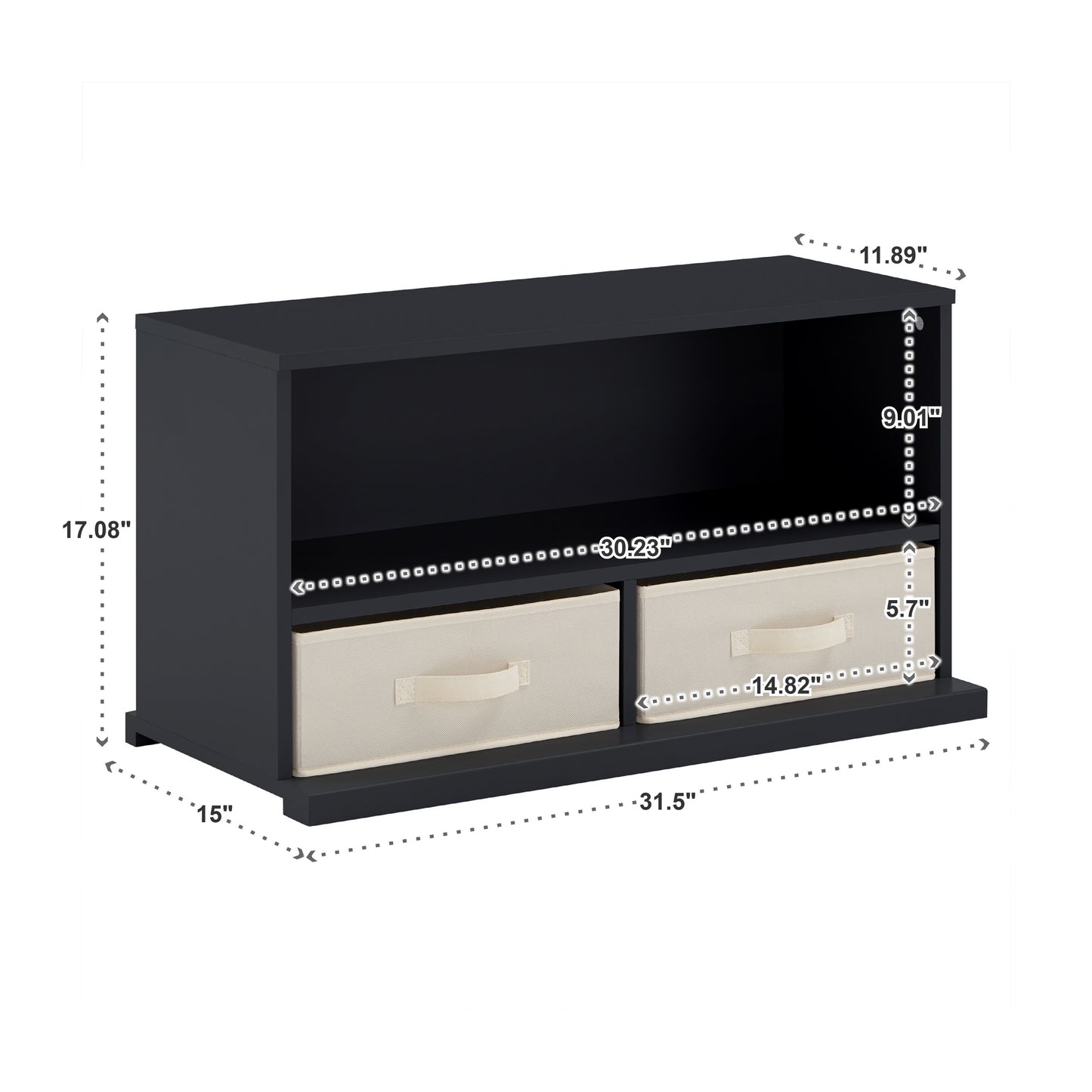 Modular Stacking Storage Bins - Charcoal Black, 1 Box with 2 Drawers
