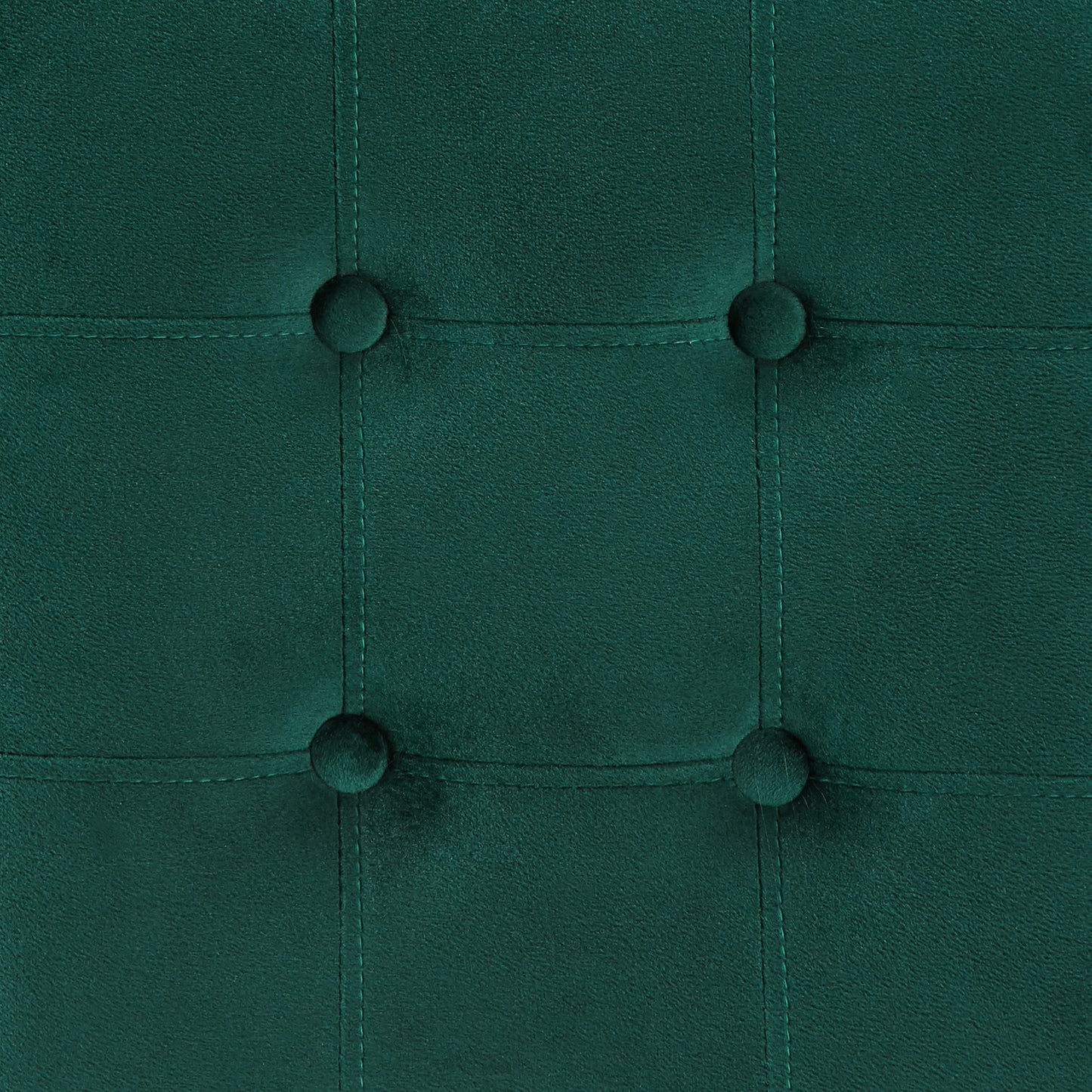 Gold Finish Velvet Button Tufted Bar Stools (Set of 2) - Dark Green Velvet, 29" Bar Height